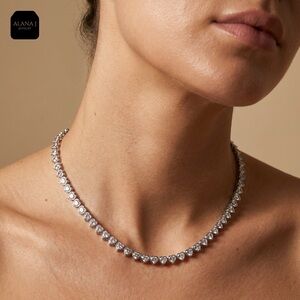 Heart Tennis Necklace | White Gold Plated | tarnish resistant